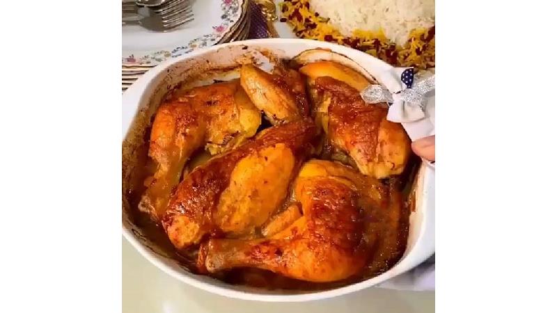 طرز تهیه مرغ تکه ای خیلی خوشمزه و مجلسی  در فر