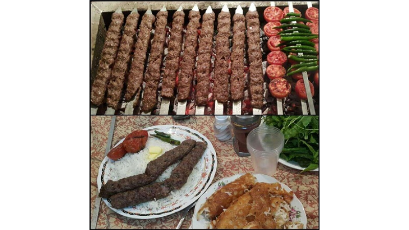 سیخ زدن کباب کوبیده