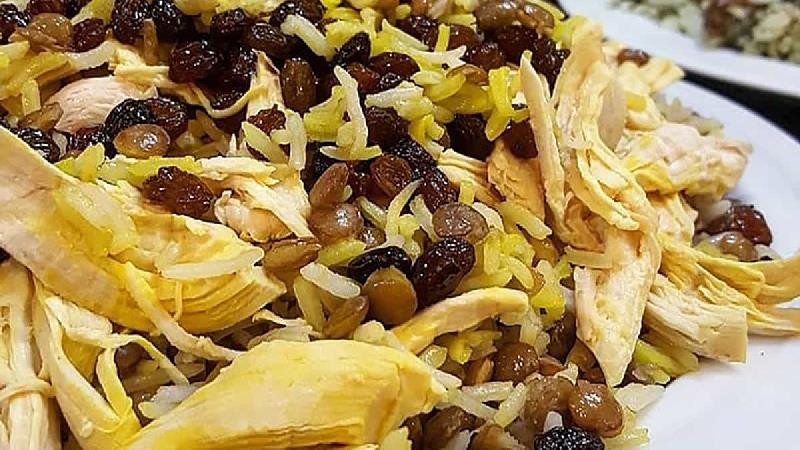 طرز تهیه عدس پلو با کشمش