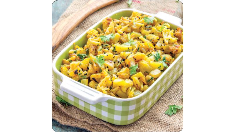 خوراک گل کلم و سیب زمینی هندی